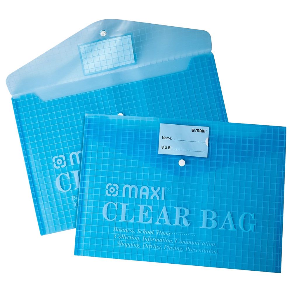 Maxi Fool Scap Clear Bag w Name Card Green